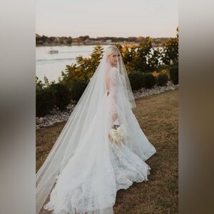 Cathedral length veil with blusher